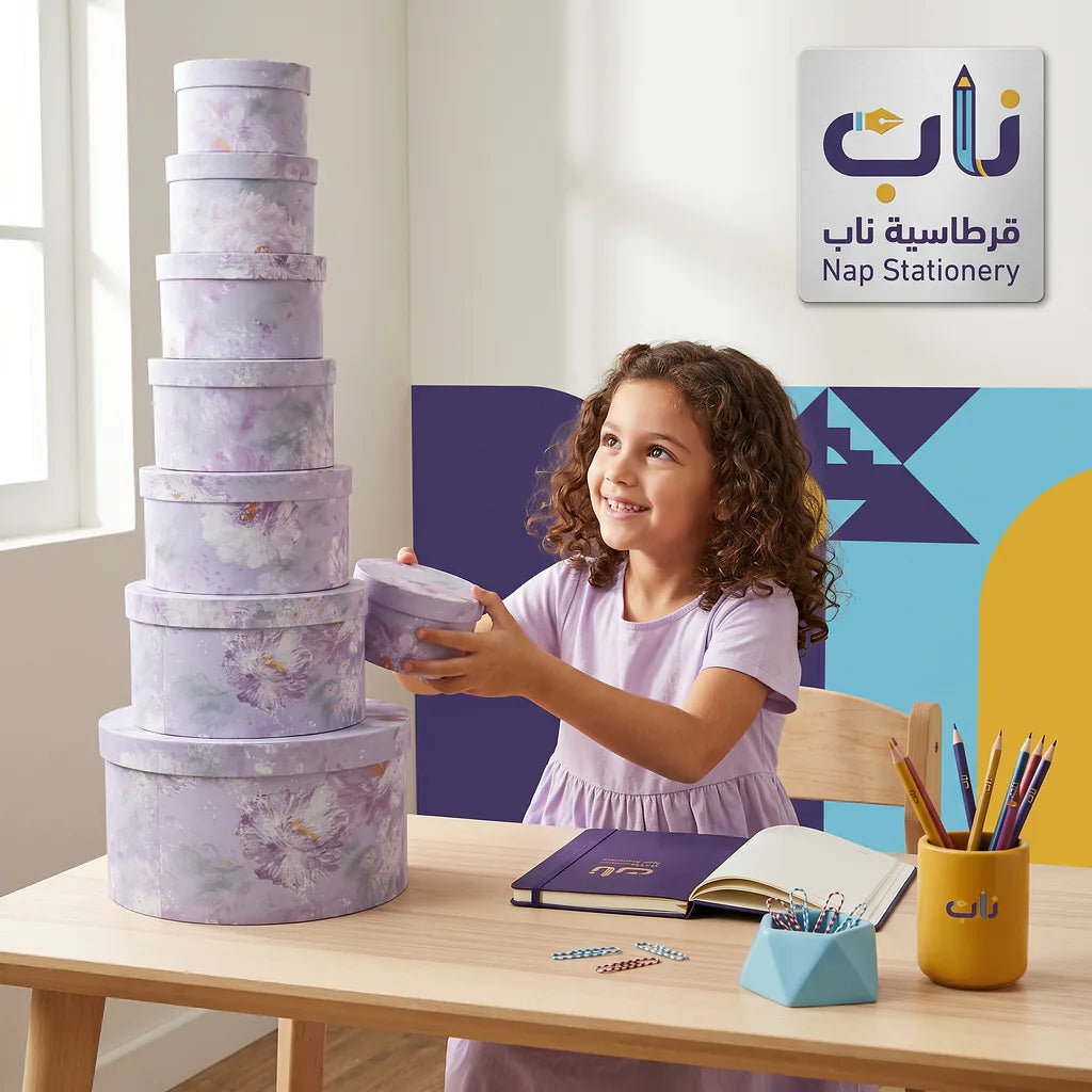 علبة هدايا 10 قطع دائرية لون بنفسجي الصورة الرئيسية للمنتج