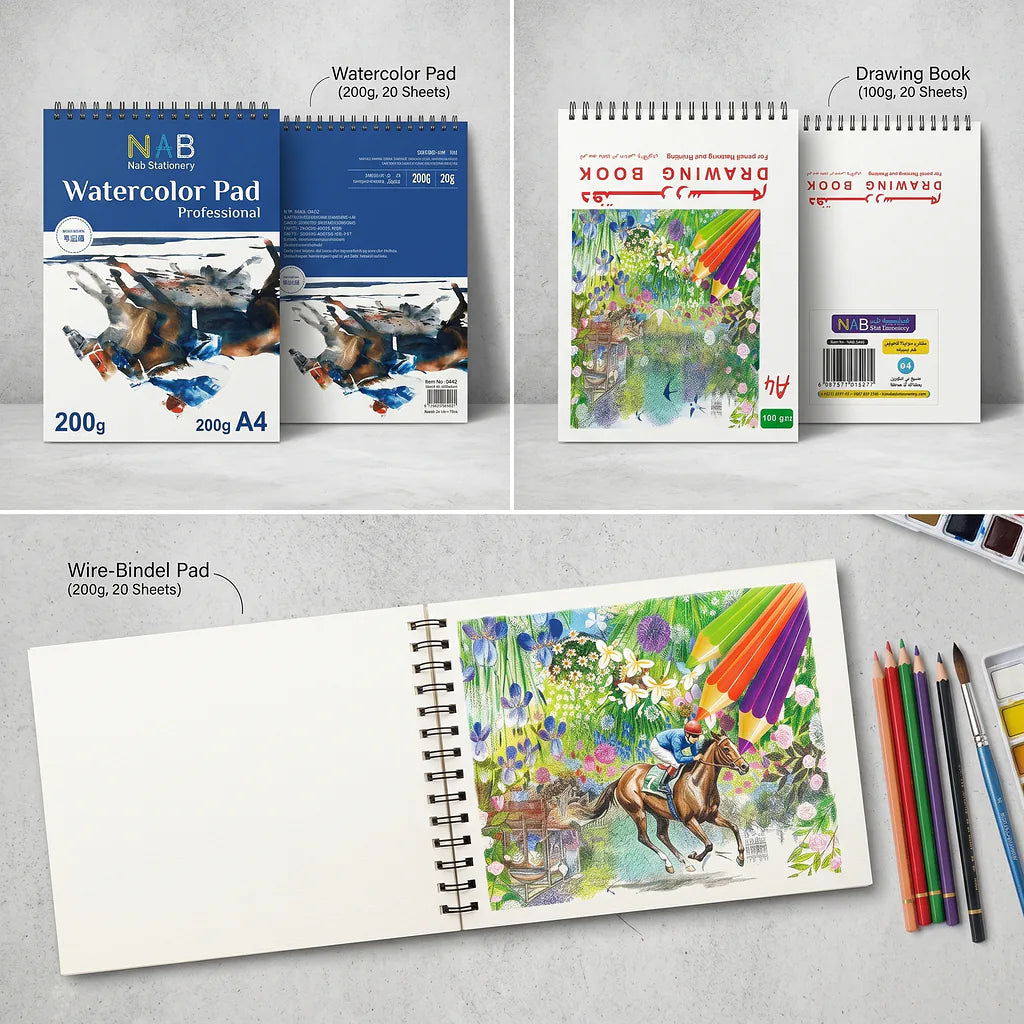 دفتر رسم 100 غرام 20 صفحة مقاس A