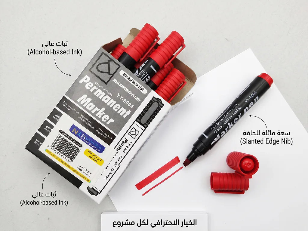 قلم ماركر حافة مائلة أحمر الصورة الثانوية للمنتج