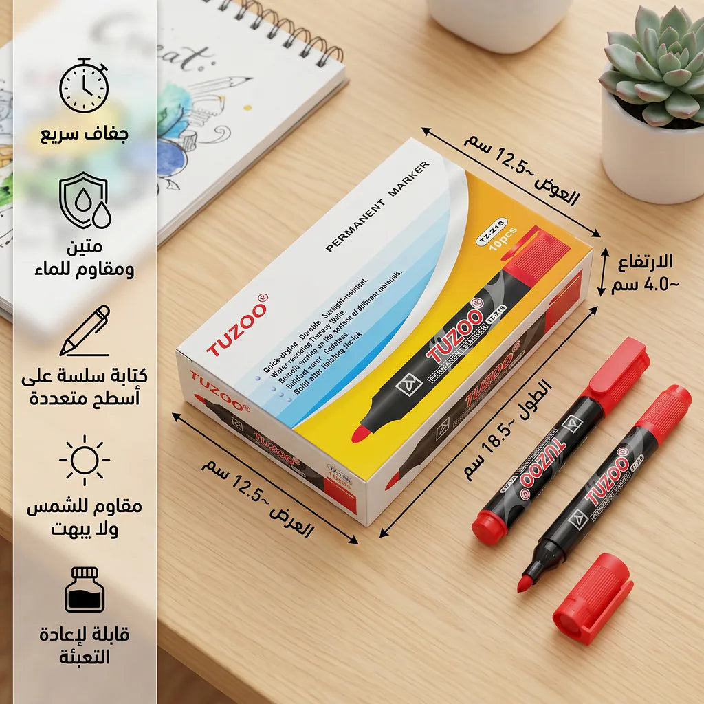 قلم ماركر حافة مائلة أحمر الصورة الثانوية للمنتج