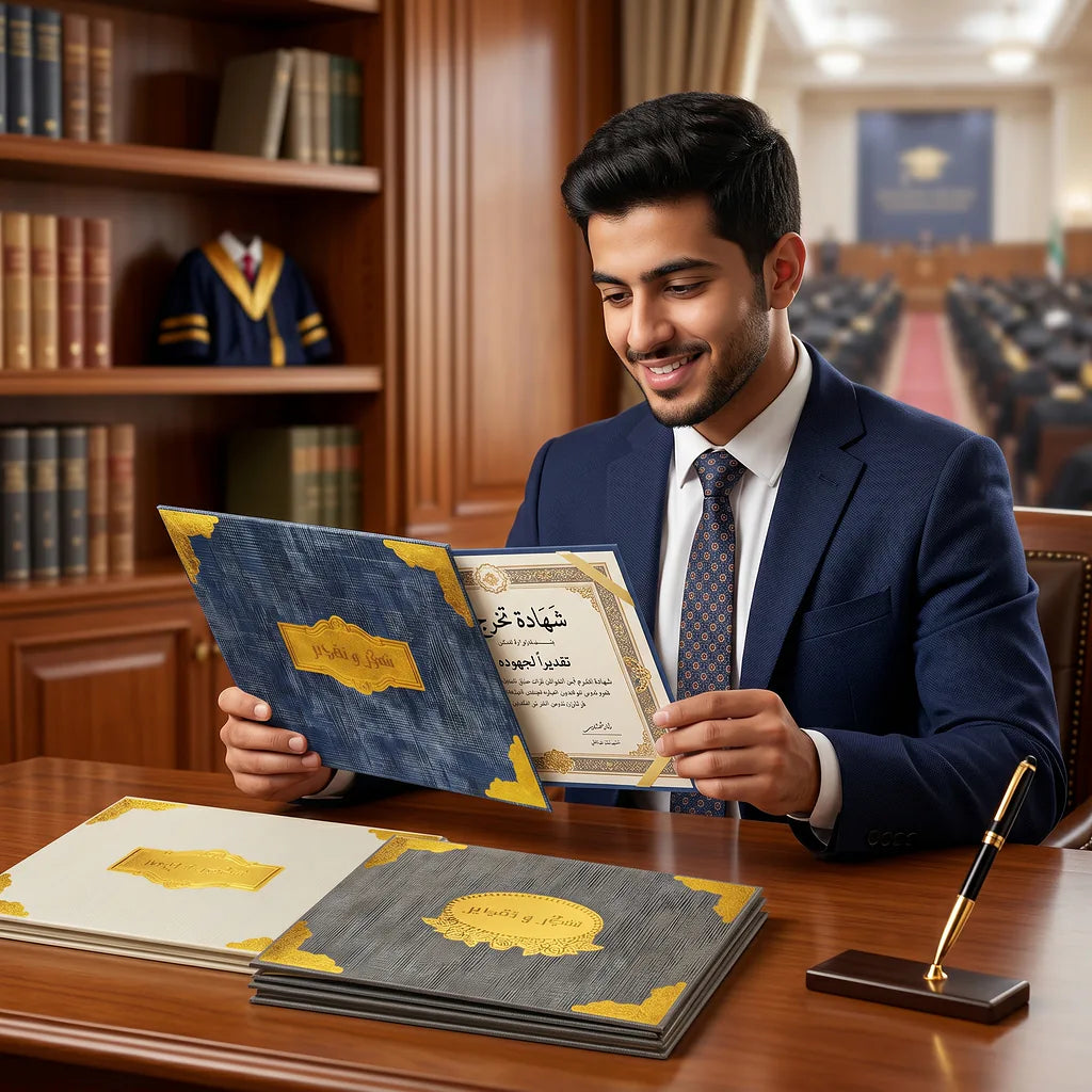 شهادة تقدير لون ذهبي ثلاثي الابعاد