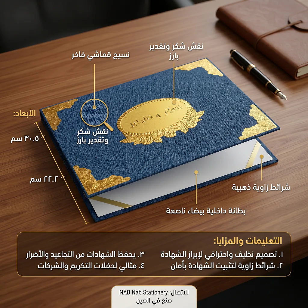 شهادة تقدير لون ذهبي ثلاثي الابعاد