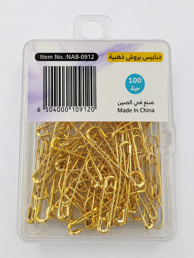 مشابك ورق معدنية ذهبية 100 دبوس
